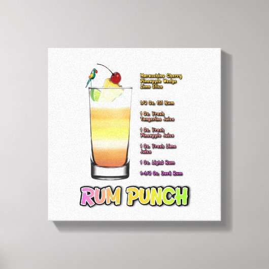 RUM PUNCH Cocktail Rezept Art 12"'12" Leinwanddruck (Vorderseite)
