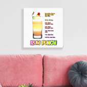 RUM PUNCH Cocktail Rezept Art 12"'12" Leinwanddruck (Insitu (Wohnzimmer))