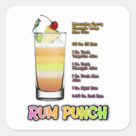 RUM PUNCH Cocktail Rezeption Quadratischer Aufkleber