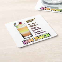 RUM PUNCH Cocktail Rezeption Rechteckiger Pappuntersetzer