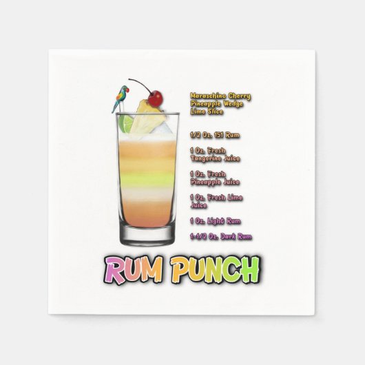 RUM PUNCH Cocktail Rezeption Serviette (Vorderseite)