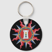 RUM-Schlüsselanhänger mit schwarzem Hintergrund Schlüsselanhänger (Vorderseite)