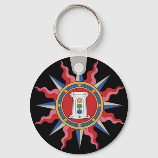 RUM-Schlüsselanhänger mit schwarzem Hintergrund Schlüsselanhänger (Rückseite)