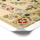 Rumal: Quadrat Stickerei Cover mit Punjabi dan Poster (Ecke)