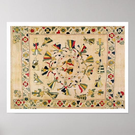 Rumal: Quadrat Stickerei Cover mit Punjabi dan Poster (Vorne)