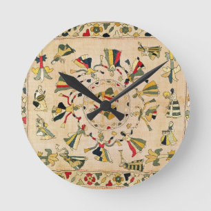 Rumal: square embroidery cover showing Punjabi dan Runde Wanduhr
