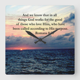 RUMÄNE 8:28 SCHLECHT QUADRATISCHE WANDUHR