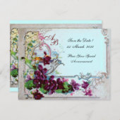 RUMÄNIEN 4 MONOGRAMM 2,Blau Einladung (Vorne/Hinten)