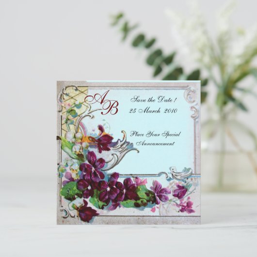 RUMÄNIEN 4 MONOGRAMM, blau Einladung (Stehend Vorderseite)