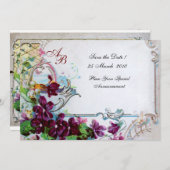 RUMÄNIEN 4 MONOGRAMM Lila White Wedding Party Einladung (Vorne/Hinten)