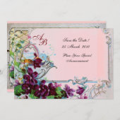 RUMÄNIEN 4 MONOGRAMM, rosa Einladung (Vorne/Hinten)