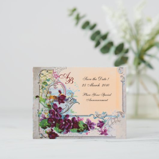 RUMÄNIEN 4 MONOGRAMM, rosa Einladung (Stehend Vorderseite)