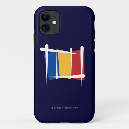 Rumänien-Bürsten-Flagge Case-Mate iPhone Hülle (Rückseite)