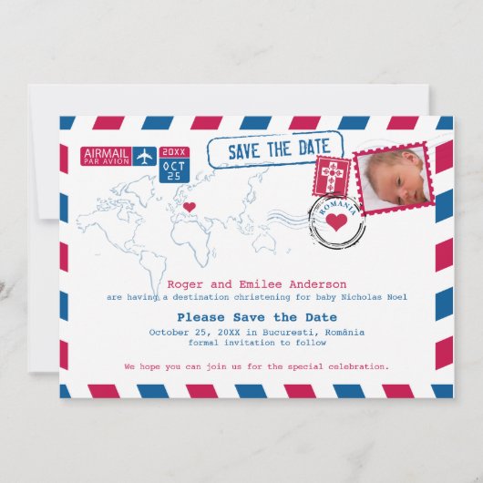 Rumänien Christening Baptisse Save the Date (Vorderseite)