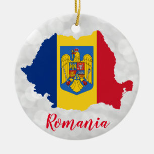 Rumänien - Flag-Karte Keramik Ornament