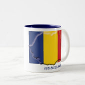 RUMÄNIEN FLAG-MAP-Skript nach Maß Zweifarbige Tasse (VorderseiteRechts)