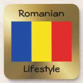 Rumänien Flag+Text-Untersetzer Getränkeuntersetzer (Vorderseite)