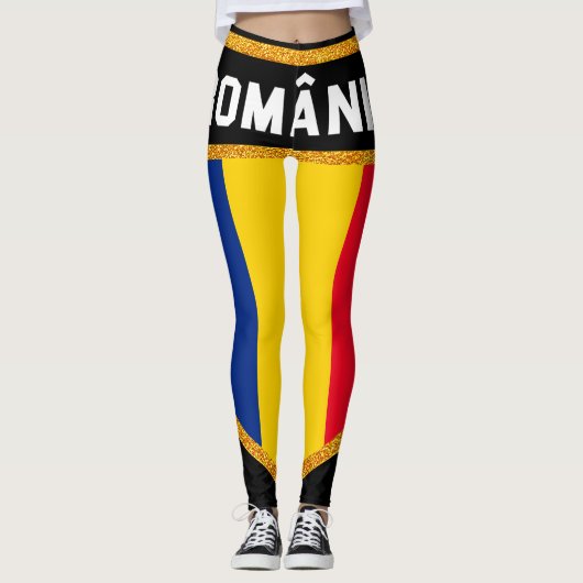Rumänien-Flagge Leggings (Vorderseite)