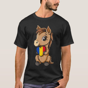 Rumänien-Flagge Süßes Pferd Rumänische Wurzeln Rum T-Shirt