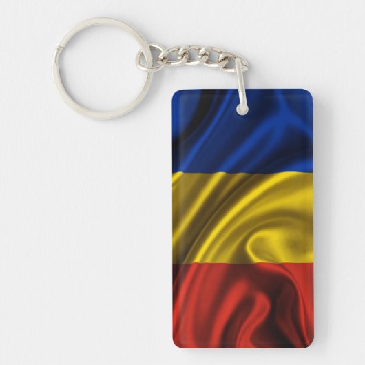 Rumänien-Flaggen-Gewebe Schlüsselanhänger (Vorderseite)