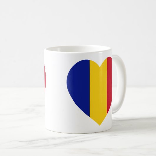 Rumänien-Flaggen-Herz Kaffeetasse (VorderseiteRechts)