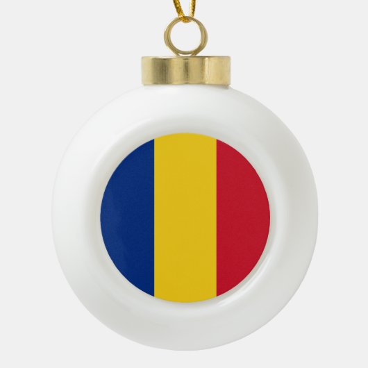 Rumänien-Flaggen-rumänisches patriotisches Keramik Kugel-Ornament (Vorderseite)
