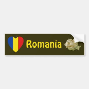 Rumänien Flaggenschwerpunkt + Karte Autoaufkleber
