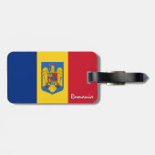 Rumänien Gepäckmarken, patriotische rumänische Fla Gepäckanhänger (Rückseite horizontal)