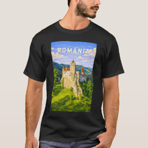 Rumänien Illustration Reise Kunst Vintage T-Shirt