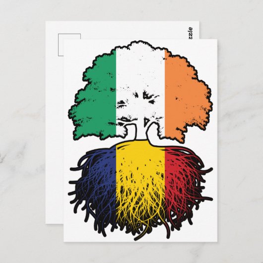 Rumänien Irisch Irland Tree Roots Flag Postkarte (Vorne/Hinten)