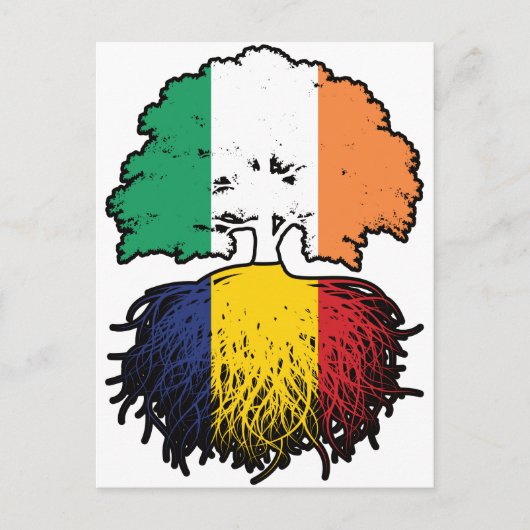 Rumänien Irisch Irland Tree Roots Flag Postkarte (Vorderseite)