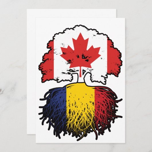 Rumänien Kanadisches Tree-Roots-Flag für Rumänien Einladung (Vorne/Hinten)