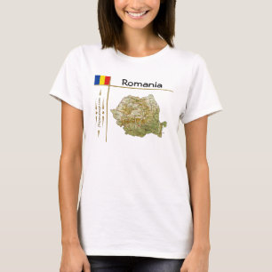 Rumänien Karte + Flagge + Titel T-Shirt