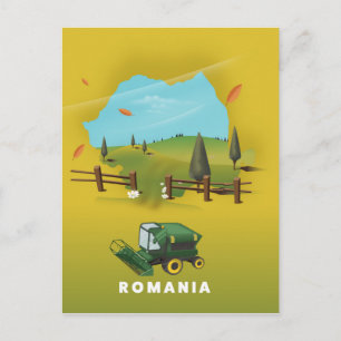 Rumänien Karte Illustriertes Druckplakat.