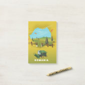 Rumänien Karte Illustriertes Druckplakat. Post-it Klebezettel (Auf Schreibtisch)