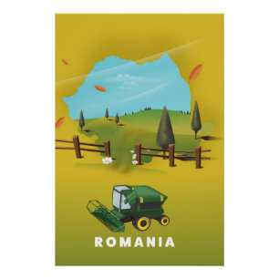 Rumänien Karte Illustriertes Druckplakat. Poster
