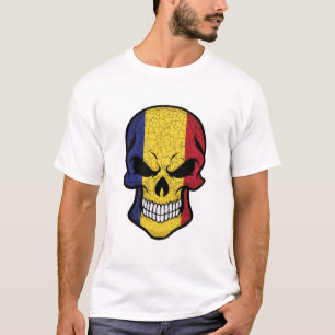 Rumänien lächelt Schädelflagge T-Shirt