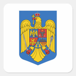 Rumänien Landeswappen Symbol Emblem Flagge Quadratischer Aufkleber