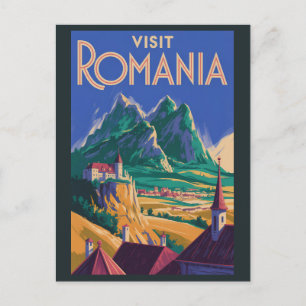 Rumänien Landschaft Illustration Reise Kunst Vinta Postkarte