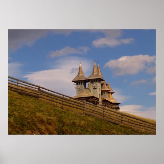 Rumänien, Moldau, orthodoxe Holzkirche Poster (Vorne)