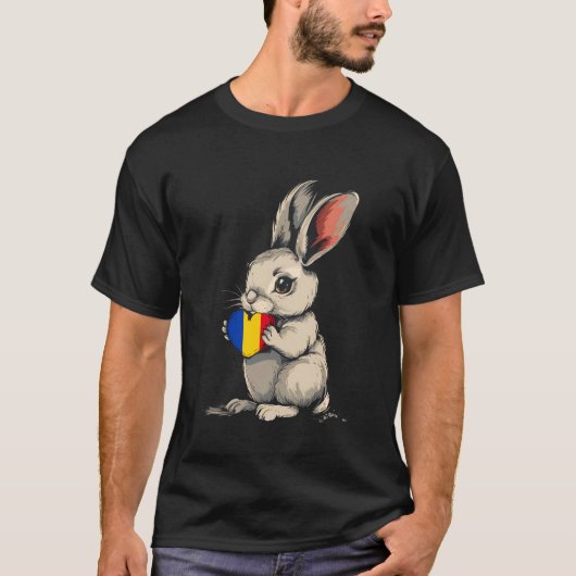 Rumänien Niedlich Bunny Heart Rumänische Flagge Ru T-Shirt (Vorderseite)