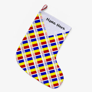 Rumänien Rumänische Flagge Titel Schwarz Personali Großer Weihnachtsstrumpf
