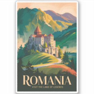 Rumänien Schloss Landschaft Illustration Reise Kun Aufkleber
