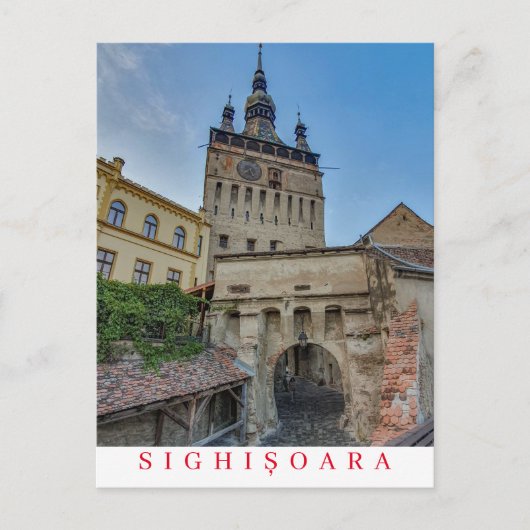 Rumänien Sighisoara Uhrenturm - Ansichtskarte Postkarte (Vorderseite)
