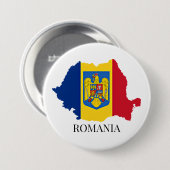 Rumänien-Silhouette, beschriftet, Button (Vorne & Hinten)