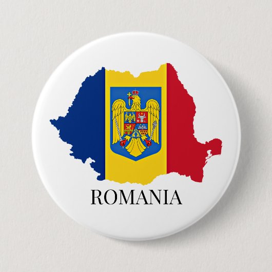 Rumänien-Silhouette, beschriftet, Button (Vorderseite)