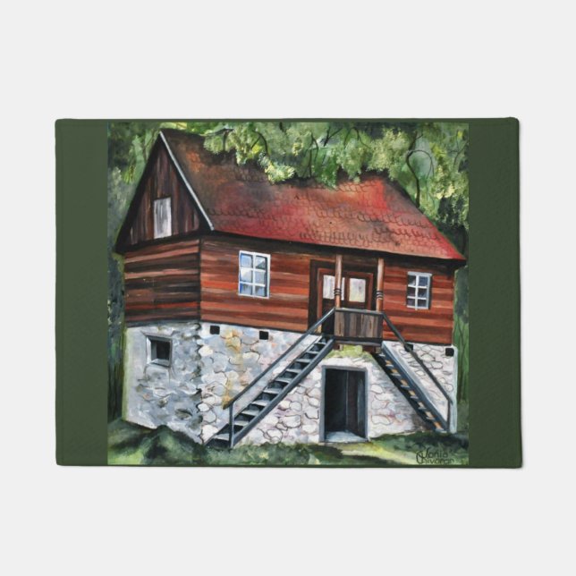 Rumänien - Traditionelles Haus - Acrylmalerei Fußmatte (Vorderseite)