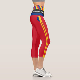 Rumänien und Rumänien - Flaggenmode, Fitness, Spor Capri Leggings