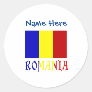 Rumänien und Rumänische Flagge Blau Personalisieru Runder Aufkleber