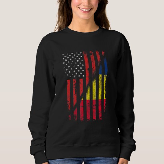 Rumänisch American Flag Retro Style USA Rumänien F Sweatshirt (Vorderseite)